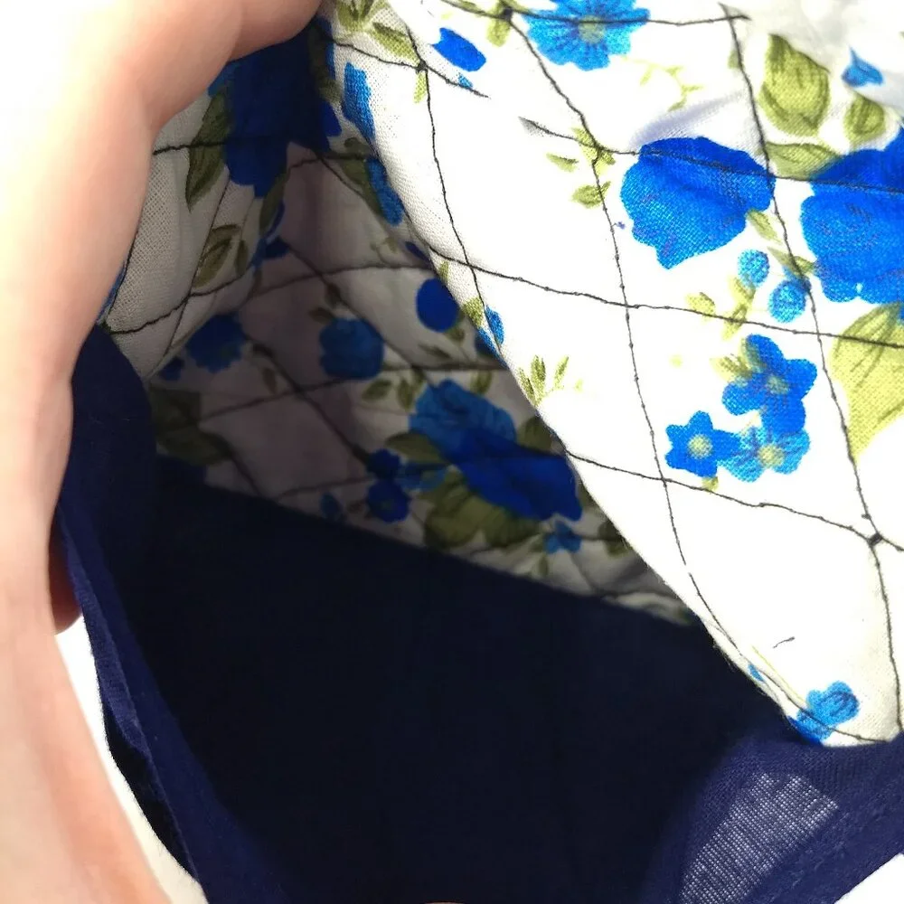 Quilted Blue Floral Wallet Checkbook Cards Pouch Cottagecore Farmhouse Hippie